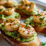 Avocado Knoblauch Garnelen Crostini