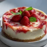 Heavenly Air Fryer Strawberry Swirl Cheesecake