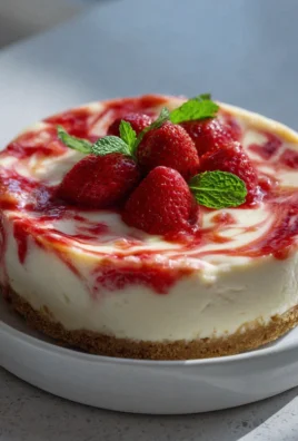 Heavenly Air Fryer Strawberry Swirl Cheesecake