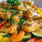 Honig Senf Hähnchen mit buntem Gemüse: Paprika & Zucchini Rezept