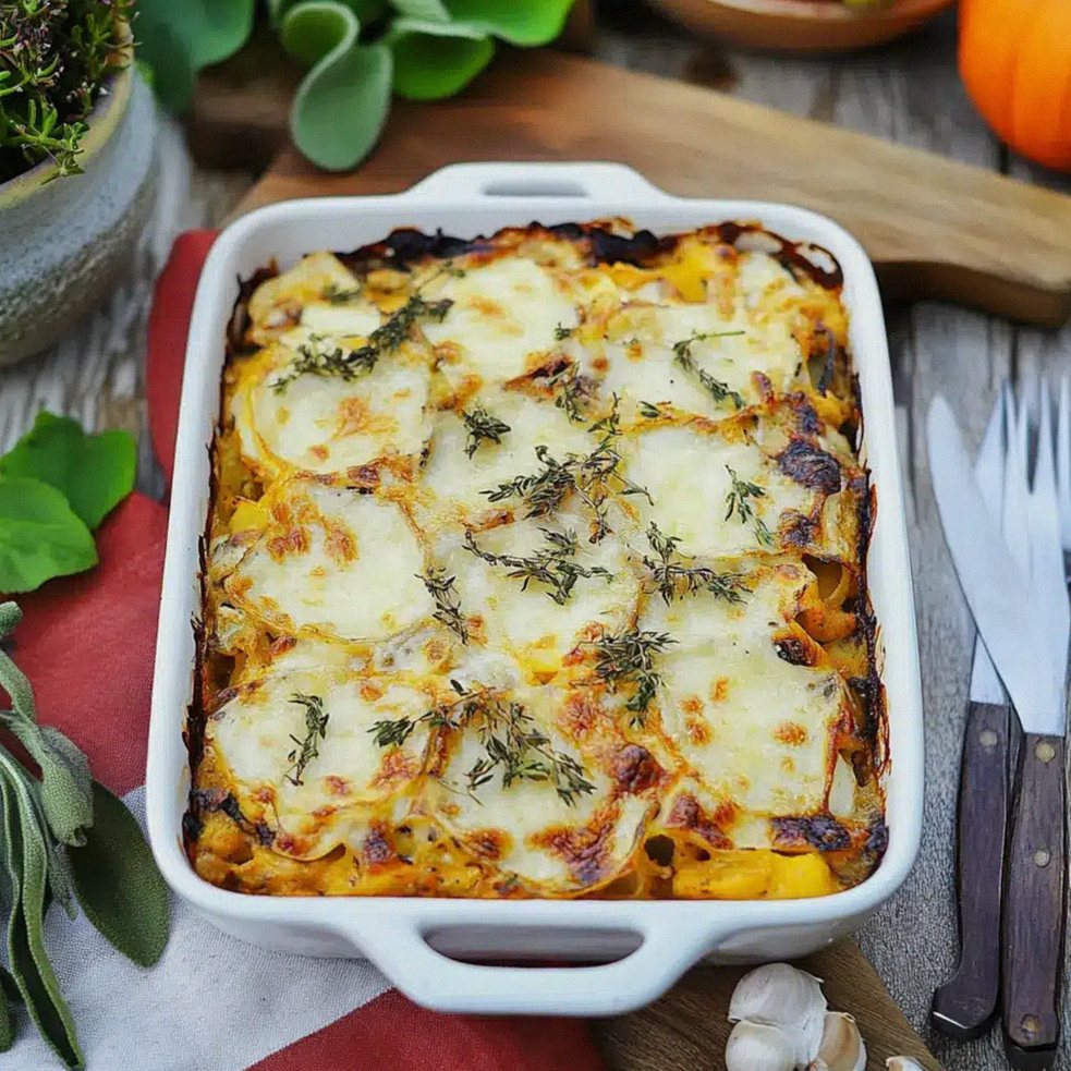 Kürbislasagne mit Ziegenkäse Einfach und Sättigend
