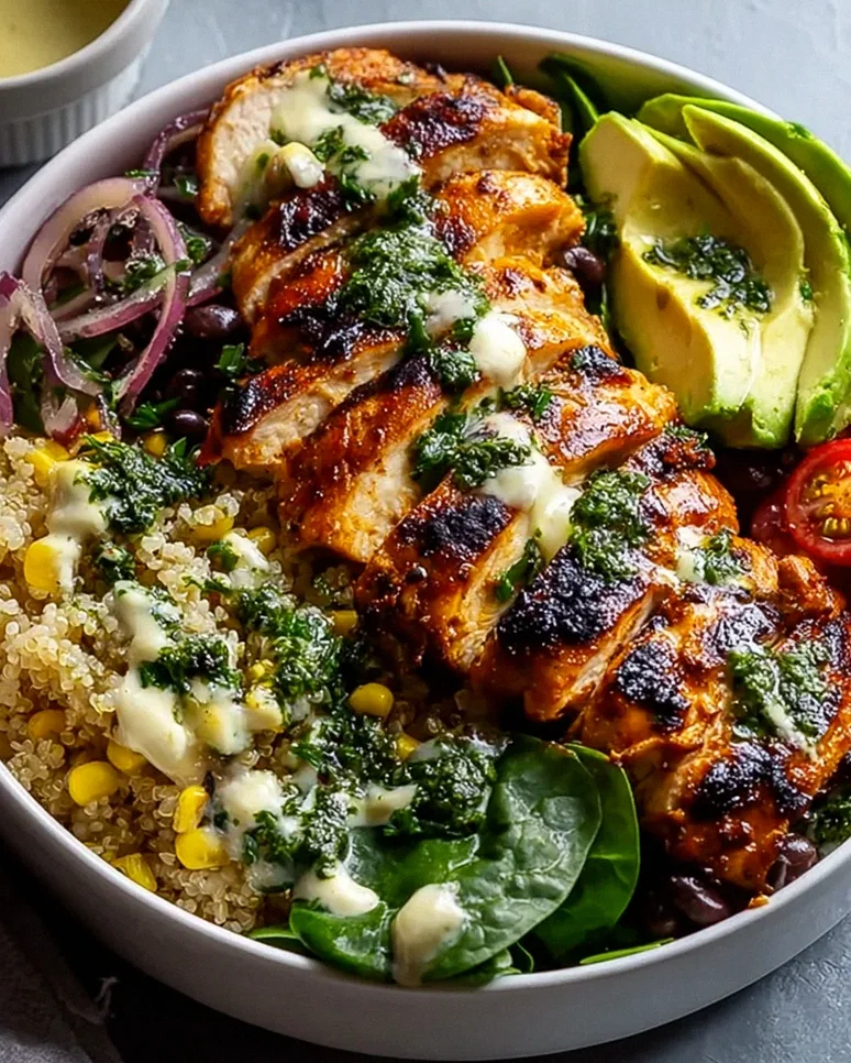 Leckere Chimichurri Grilled Chicken Bowl für Grillliebhaber