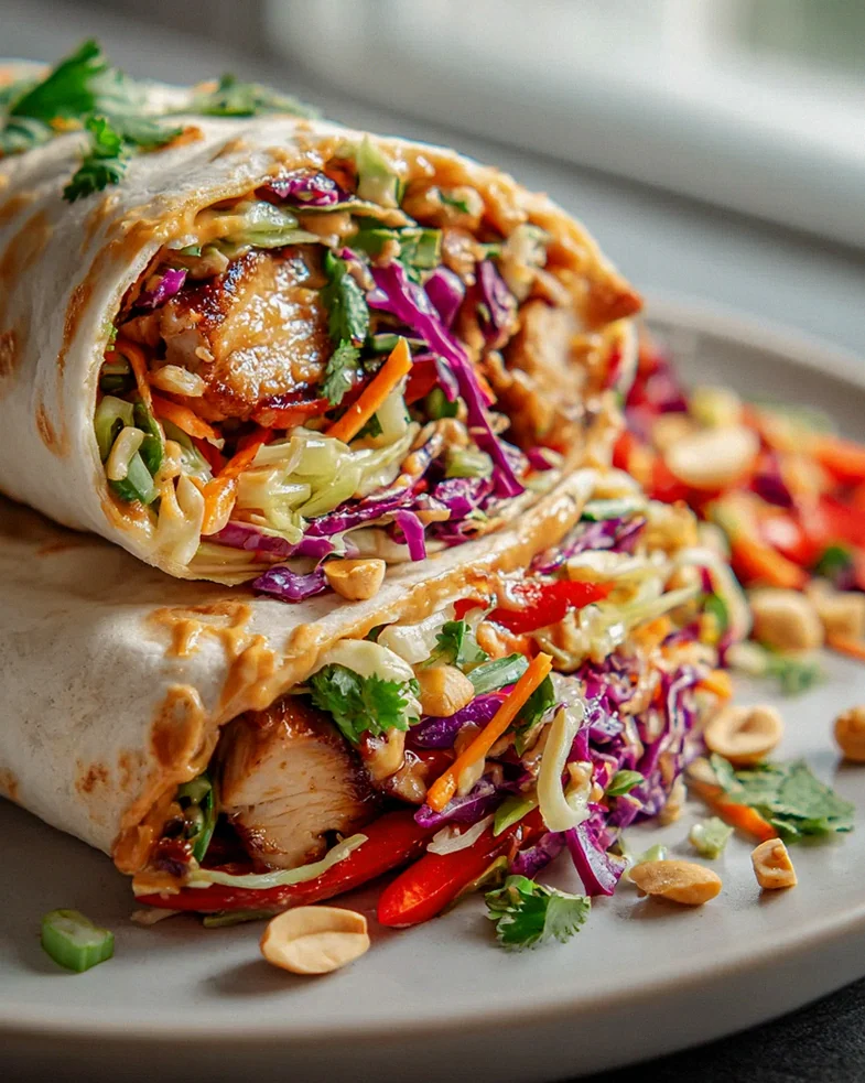 Thai Chicken Wrap mit knusprigem Asian Slaw – Lecker & Frisch!
