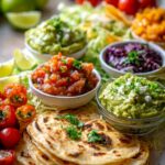 Ultimatives Taco Dinner Board mit Guacamole und Salsa Cups