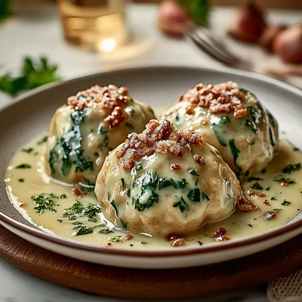 Walnuss Spinatknödel